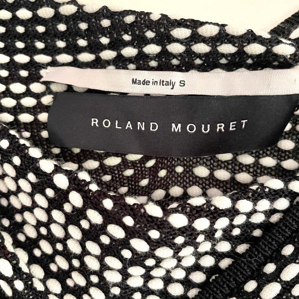 Roland Mouret Knit Bodycon Designer Dress Asymmetrical Black and White Size S - Picture 2 of 10